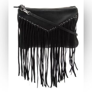 Sandro Fringe Crossbody Leather Bag